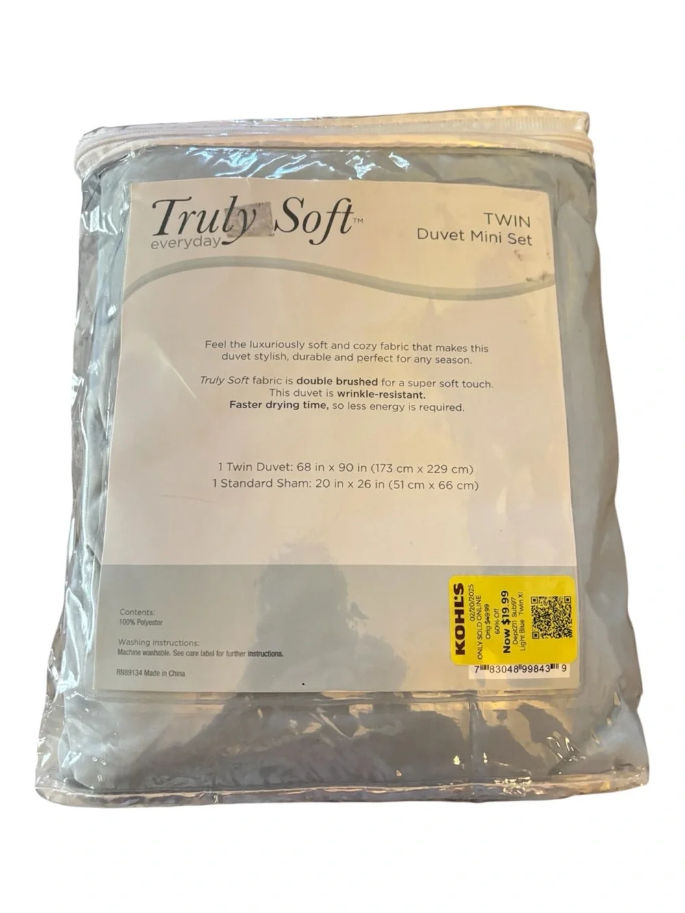 Truly Soft Everyday Twin Duvet Mini Set - Light Blue NWT